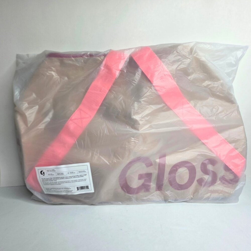 Glossier Duffle Bag Medium 20"x10"x10" Brown Pink Desert Rose Zip Strap Canvas - Picture 2 of 6